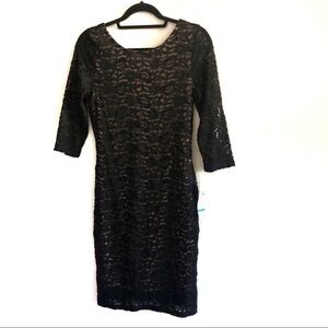 NWT ONYX Nite black and nude sequence dress